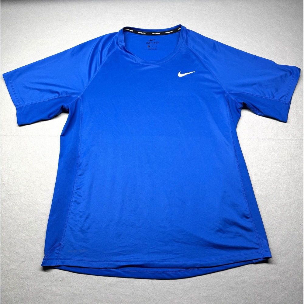 Nike Pro Dri-FIT Men's Blue XL Athletic Fit Lightweight Crew T-Shirt